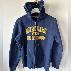 Navy Blue & Yellow Notre Dame Zip-Up Hoodie Unisex Size Small